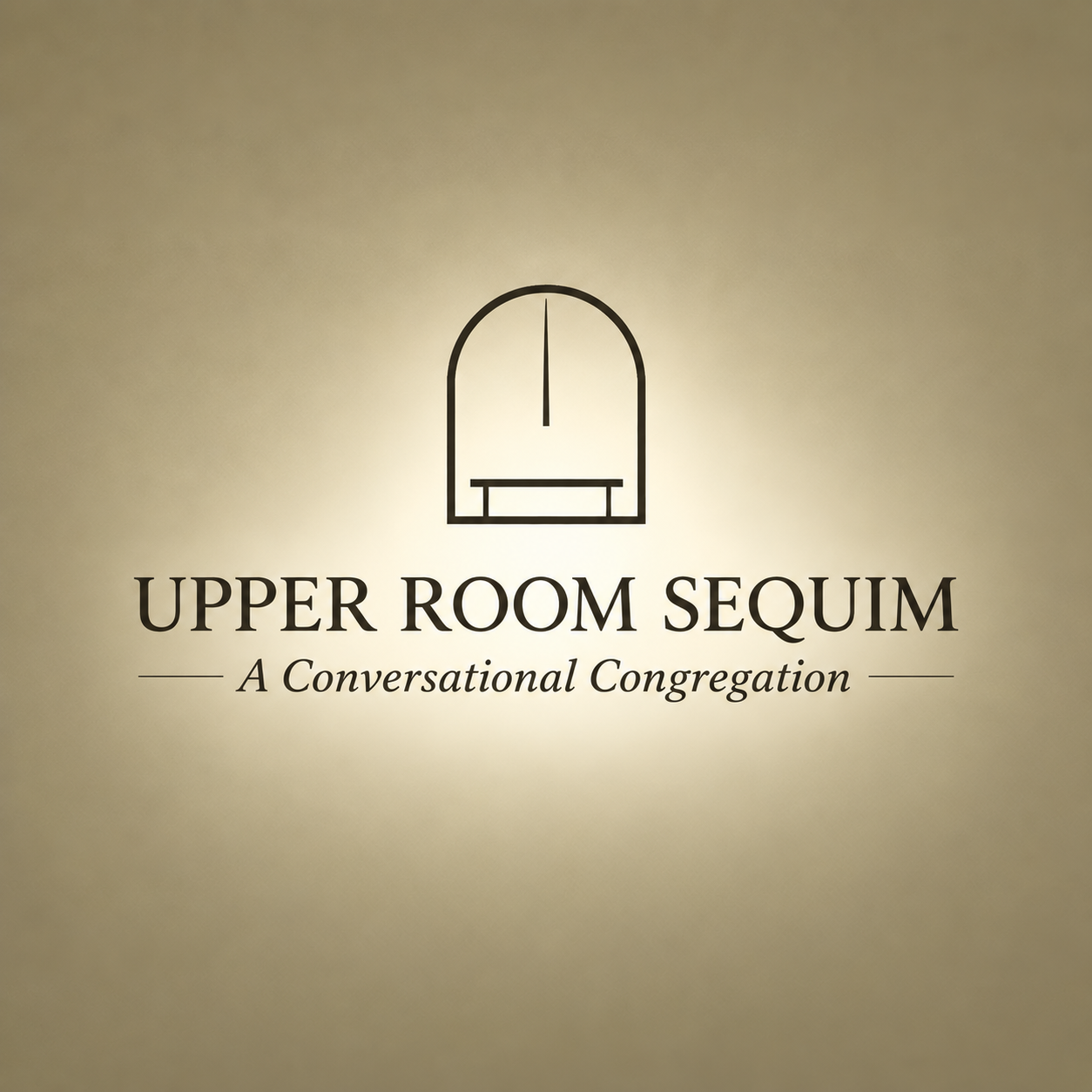 Upper Room Sequim — A Conversational Congregation. An arched doorway with a shared table.